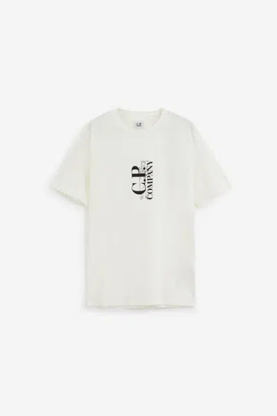 C.p. Company T-shirt In Bianco Latte