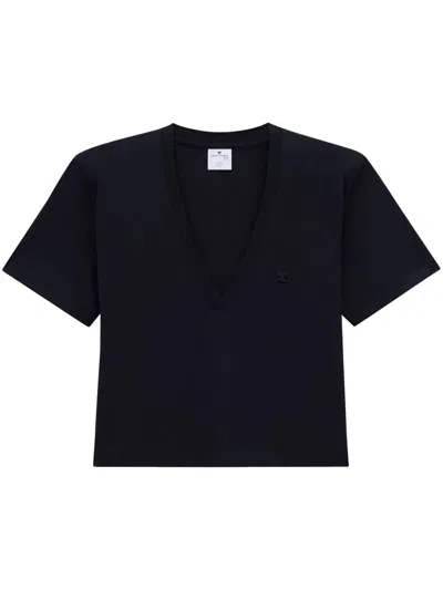 Courrèges T-shirt With Logo Application In Black