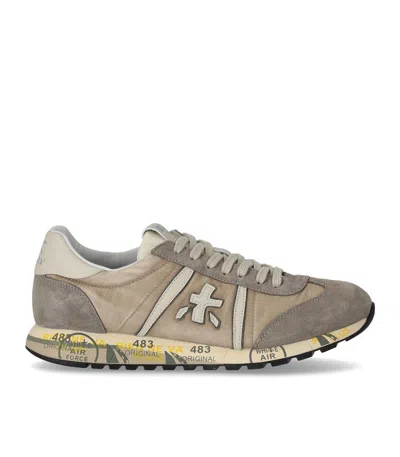 Premiata Lucy Sneakers In Taupe Suede And Fabric In Beige