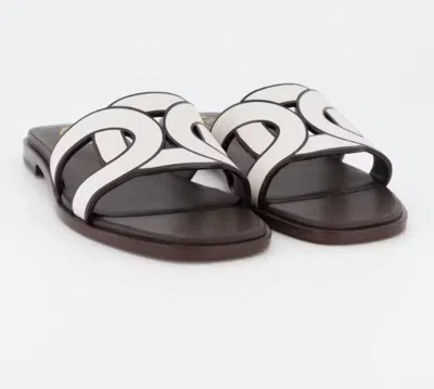 Tod's Flat Sandals In Leather With Open Toe In White