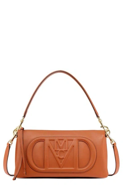 Mcm Mode Travia Small Leather Shoulder Bag In Bombay Brown/gold