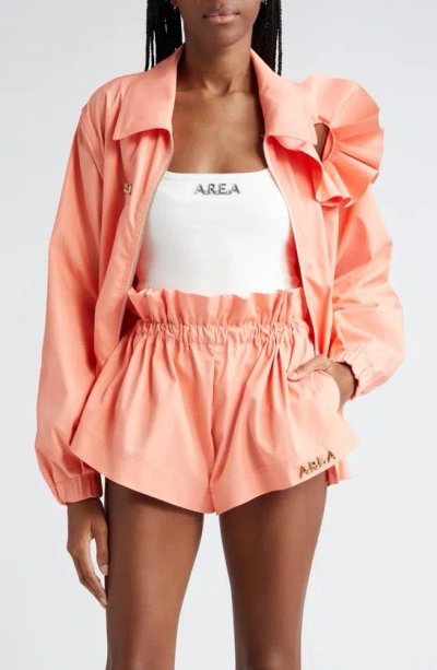 Area Floral-appliqué Ruffled Jacket In Sweet Salmon
