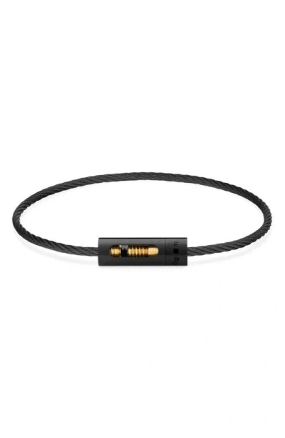 Le Gramme 5g Punched Cable Bracelet In Black Titanium/ Yellow Gold