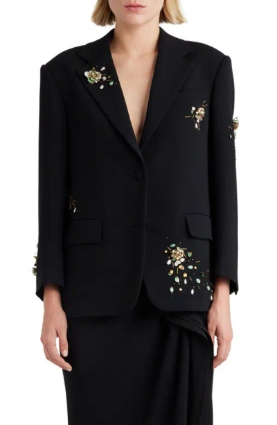 Dries Van Noten Birdy Embroidered Single-breasted Jacket In Black