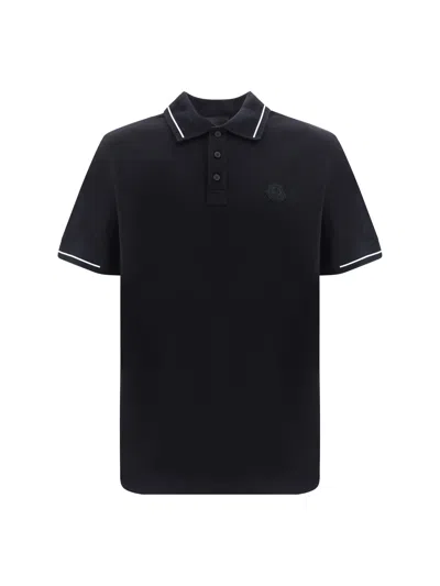 Moncler Logo Patched Polo Shirt In Black