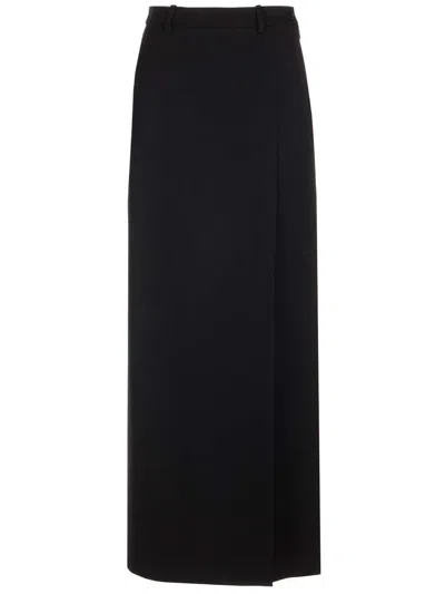 Balenciaga Side Slit Tailored Maxi Skirt In Black