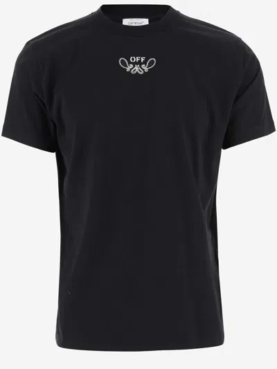 Off-white Cotton Bandana T-shirt With Logo In Black