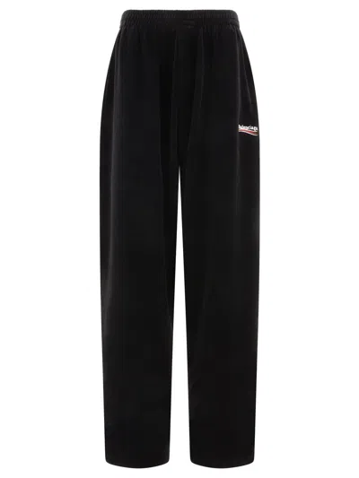 Balenciaga Logo Embroidered Track Trousers In Black