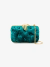 BENEDETTA BRUZZICHES BENEDETTA BRUZZICHES BLUE CARMEN CLUTCH BAG WITH HAND EMBELLISHMENT,3192CARMENWITHHAN12310150