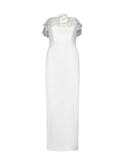 Alessandra Rich Organza-trim Maxi Dress In White