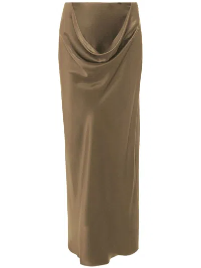 Jw Anderson Silk Midi Skirt In Brown