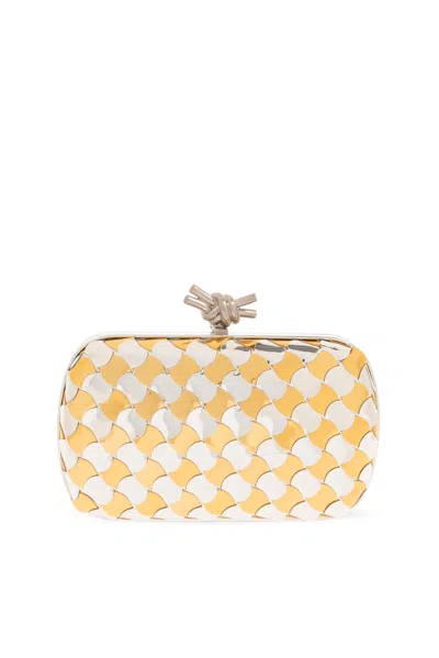 Bottega Veneta Knot Intrecciato Metallic Leather Clutch In Default Title