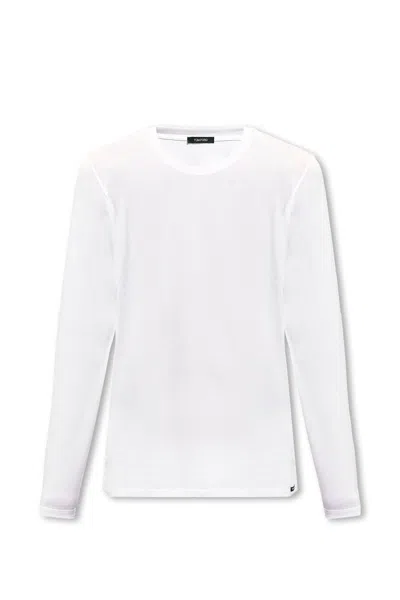 Tom Ford Logo Tag Long-sleeved T-shirt In White