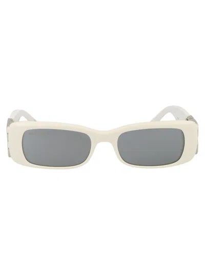 Balenciaga Sunglasses In 020 White Silver Silver