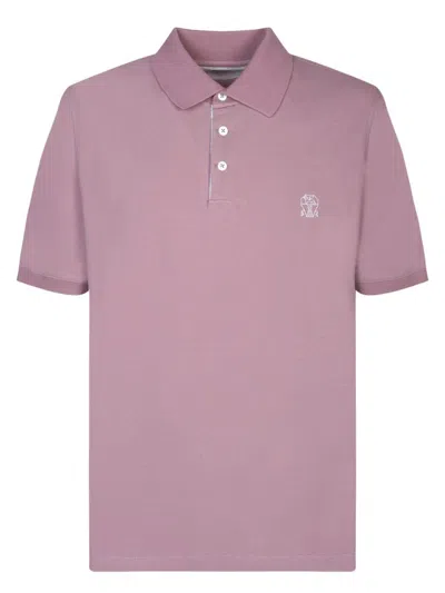Brunello Cucinelli Logo Cotton Polo Shirt In Purple