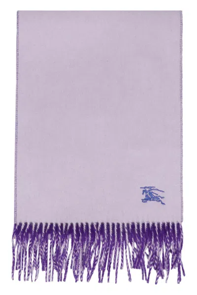 Burberry Cashmere Scarf With Fringes In Lilac