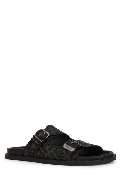 Fendi Ff Motif Feel Sandals In Grey,black