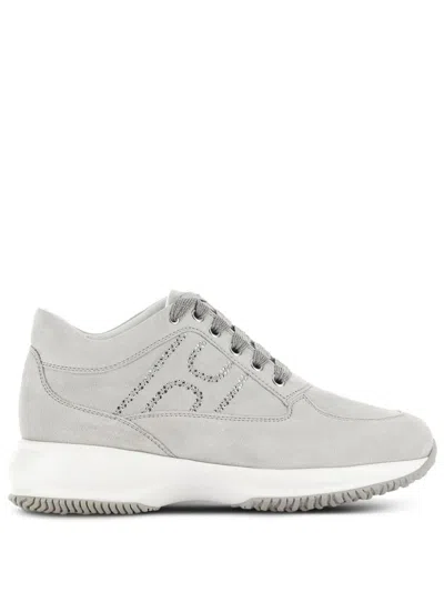 Hogan Interactive Suede Sneakers In White