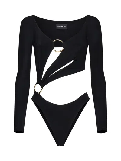 Louisa Ballou Long Sleeve Cut-out Bodysuit In Black