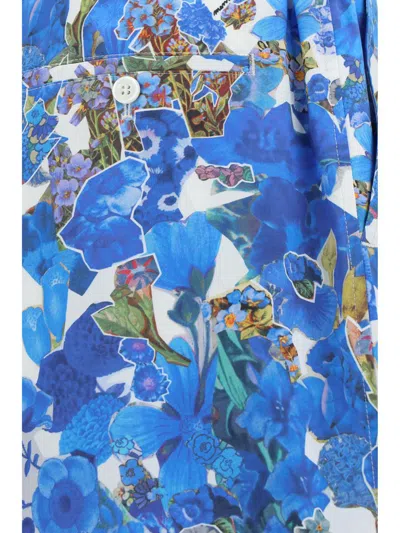Marni Floral-print Cotton Shorts In Cobalt