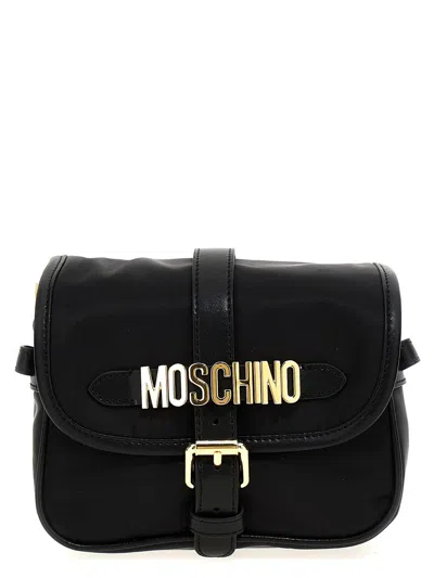 Moschino Logo Shoulder Strap In Black
