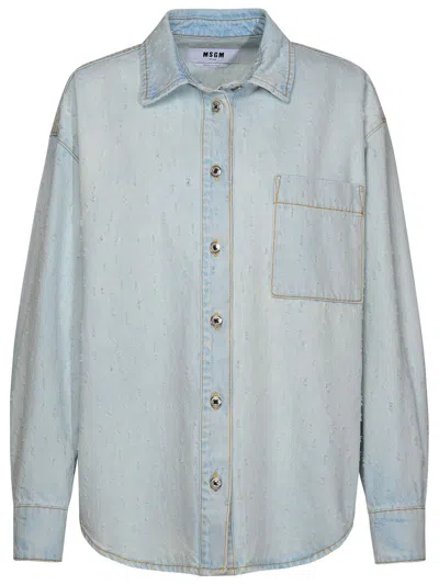 Msgm Light Blue Denim Shirt