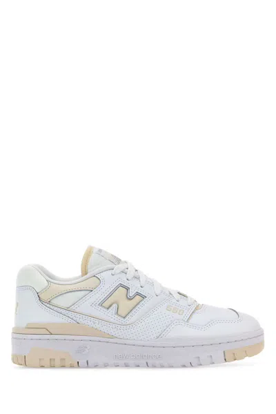 New Balance White Leather Trainer In Multicoloured