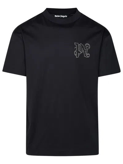 Palm Angels Monogram Cotton T-shirt In Black