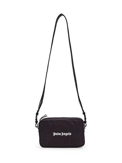 Palm Angels Logo Camera Bag In Blackwhit