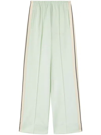 Palm Angels Stripe Detail Trousers In Green