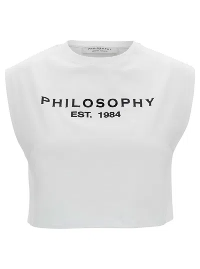 Philosophy Di Lorenzo Serafini Cropped Logo T-shirt In Weiss