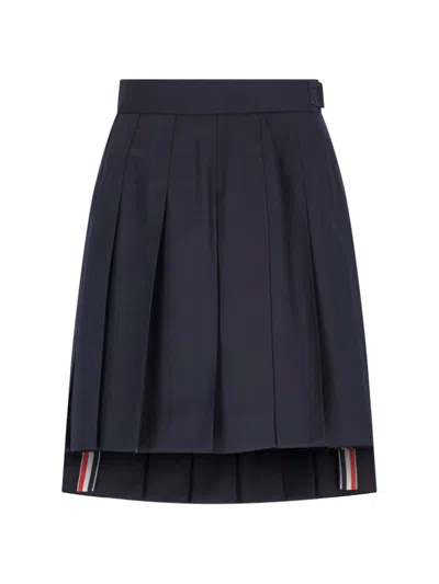 Thom Browne Pleated Mini Skirt In Blue