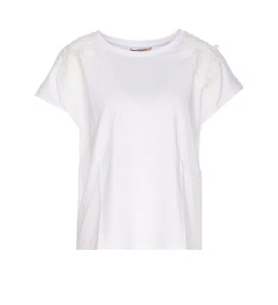 Twinset T-shirt With Lace Details In White
