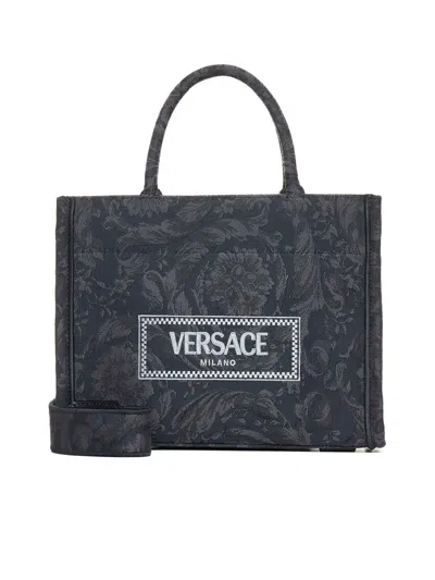 Versace Small Shopping Bag In Black