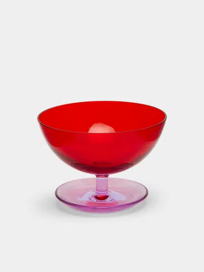 Nasonmoretti Archive Revival Hand-blown Murano Glass Pompelmo Champagne Coupe In Red