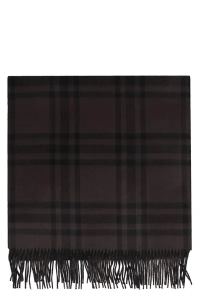 Burberry Ekd Checked Cashmere Scarf In Grey