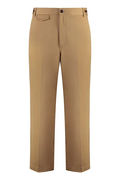 Gucci Cotton Trousers In Beige