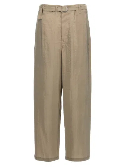 Lemaire Seamless Belted Trousers In Grey
