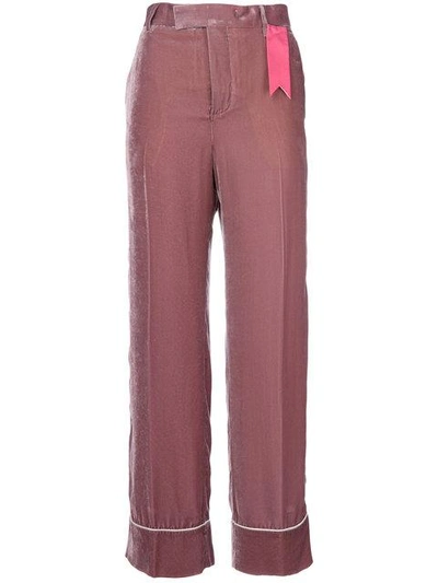 The Gigi Contrast Applique Flared Trousers In Pink