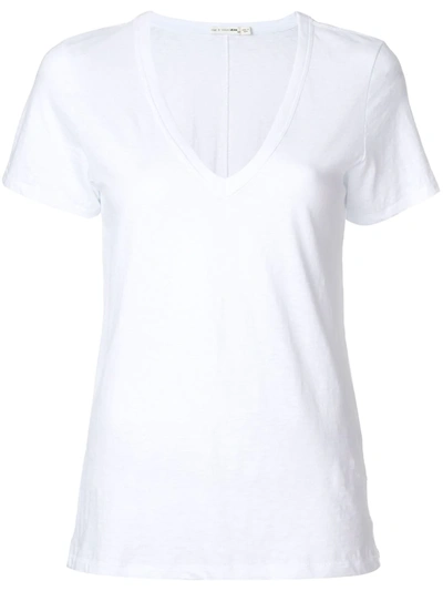 Rag & Bone The Vee Slub Pima Cotton-jersey T-shirt In Bright White