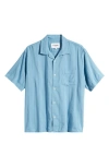 Corridor Camp-collar Broderie Anglaise Cotton Shirt In Blue