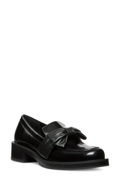 Stuart Weitzman Sofia Bold Leather Bow Loafers In Black
