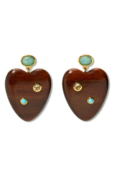 Lizzie Fortunato Tamarind Heart Drop Earrings In Multi