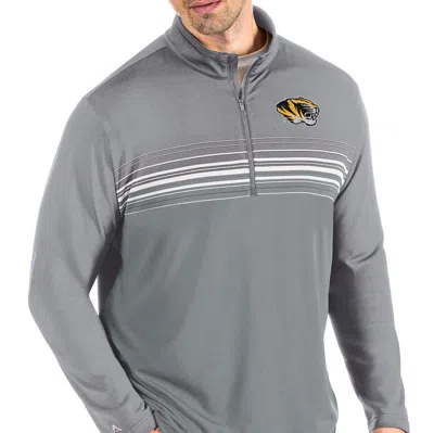 Antigua Steel/gray Missouri Tigers Pace Quarter-zip Pullover Jacket