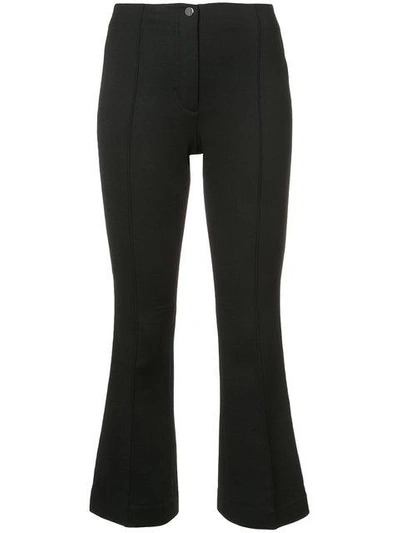 Helmut Lang Cropped Scuba Flare Trousers In Black