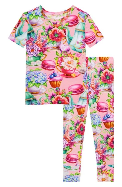 Posh Peanut Kids' Elizabeth Fitted Two-piece Pajamas In Bright Pink