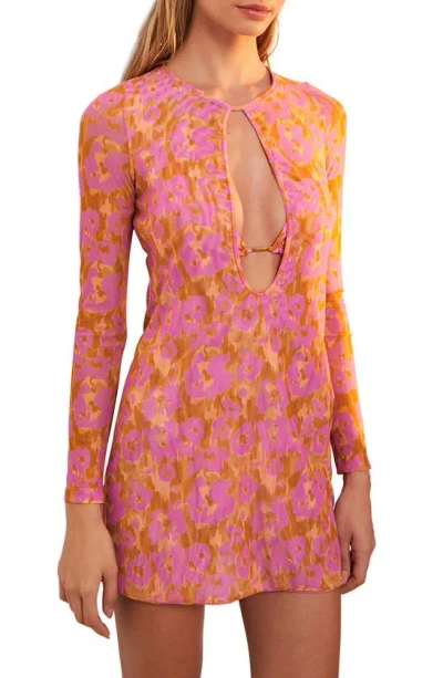 Vix Swimwear Mosqueta Abstract Print Long Sleeve Cover-up Dress In Multi