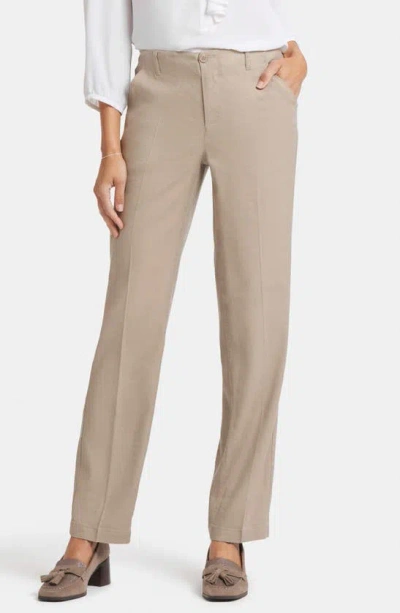 Nydj Marilyn Linen Blend Trousers In Saddlewood