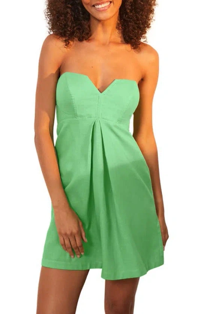 Vix Swimwear Lucile Strapless Linen Blend Cover-up Dress In Light Green