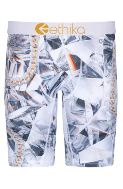 Ethika Kids' Diamond Camo Boxer Briefs In Silver